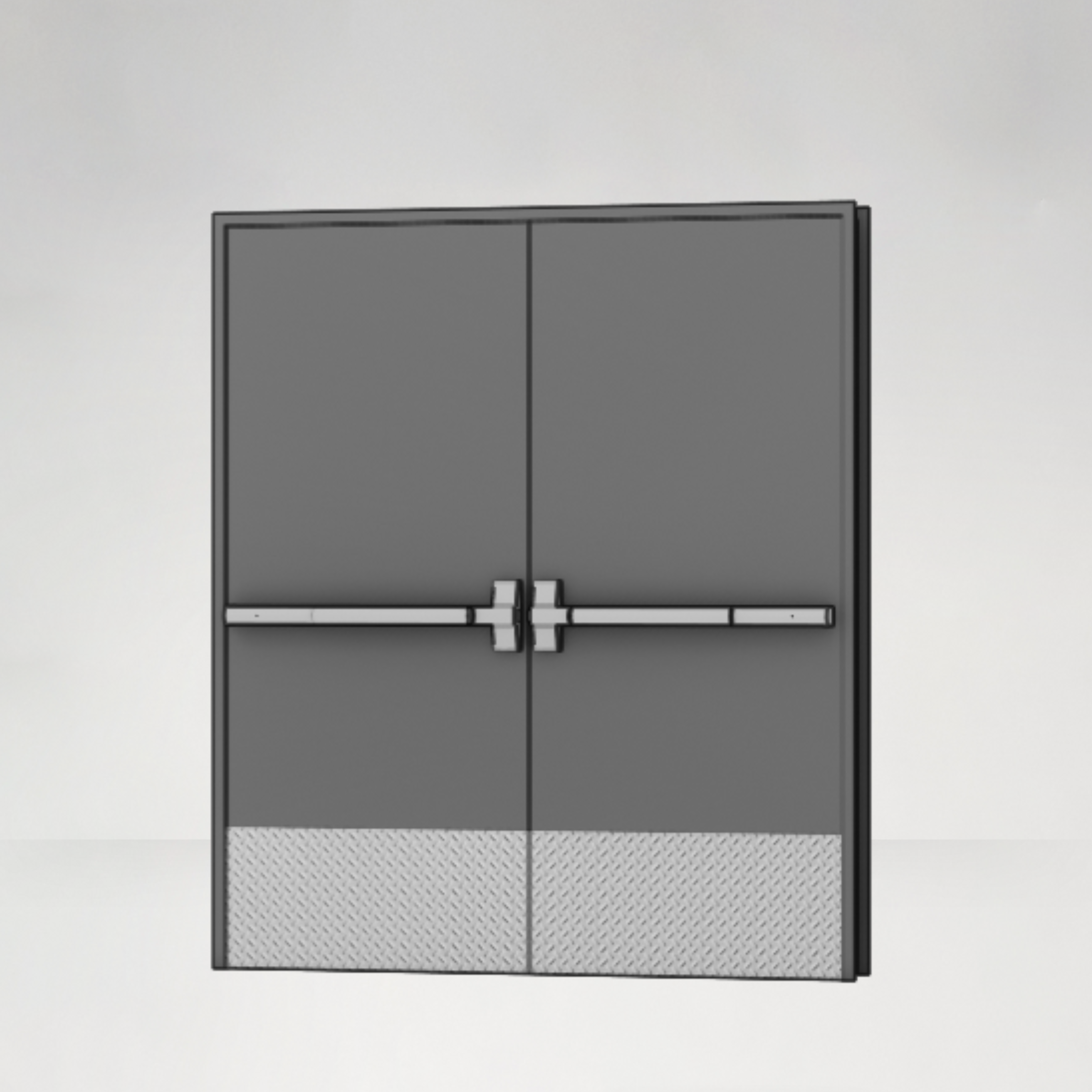 Double Fire Exit Steel Door w/ Kickplate