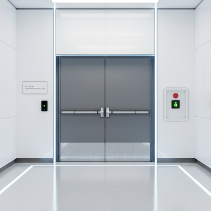 Double Fire Exit Steel Door w/ Kickplate