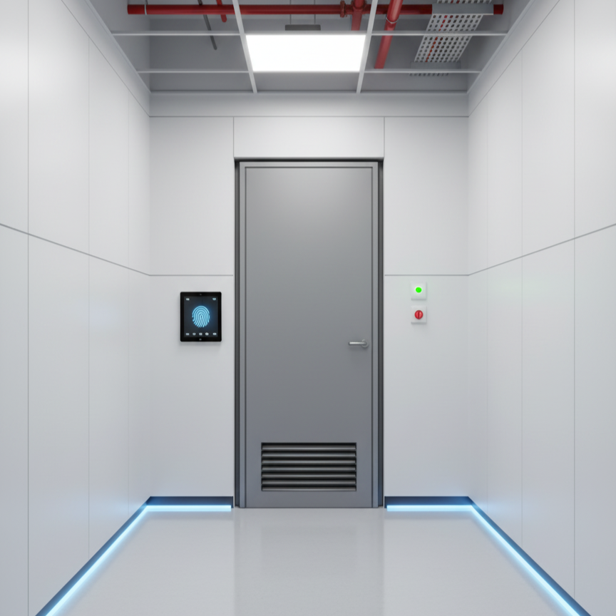 Single Flush Steel Door w/ Louver Vents