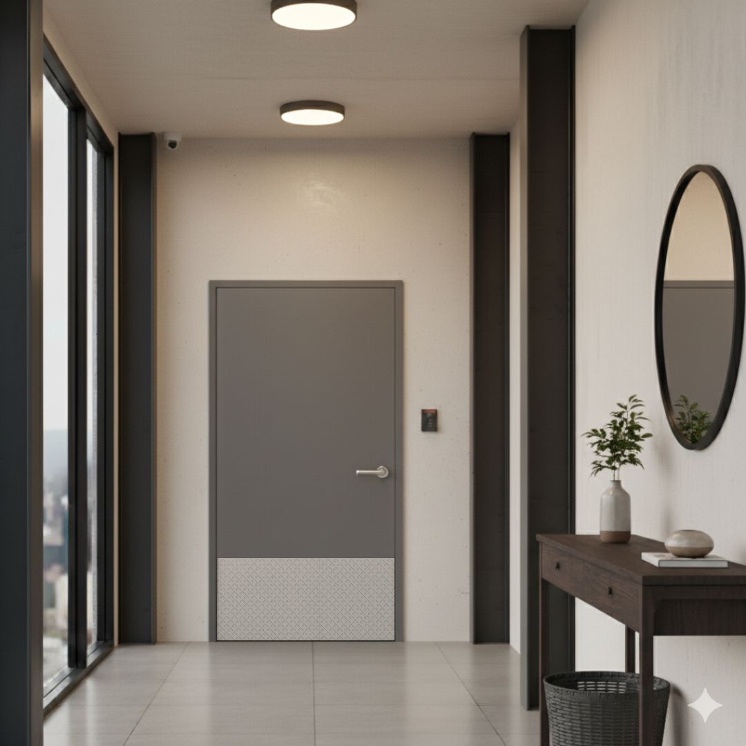 Single Flush Steel Door w/ Kickplate