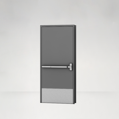 Single Fire Exit Steel Door w/ Kickplate